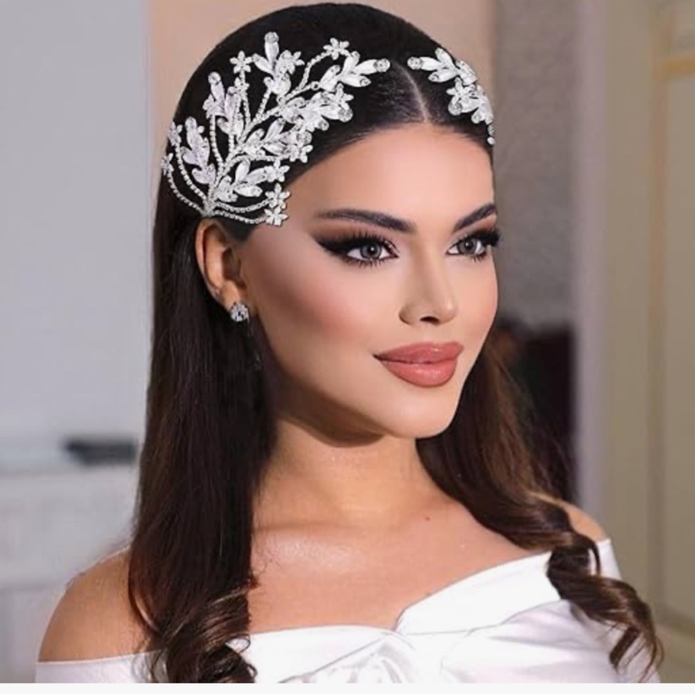 2pcs Wedding Head /Hair Piece for Bride, Clear Rhinestone, Diamond NEW Prom​